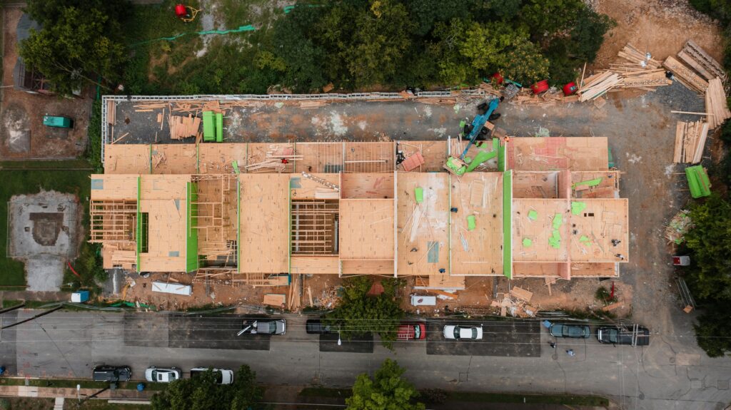 image of a construction site where commercial roof will be installed